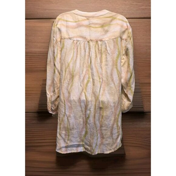 New Linen Lyocell Pink Green Watercolor 3/4 Sleeve Tunic Top The Limited Sz L - Picture 4 of 6